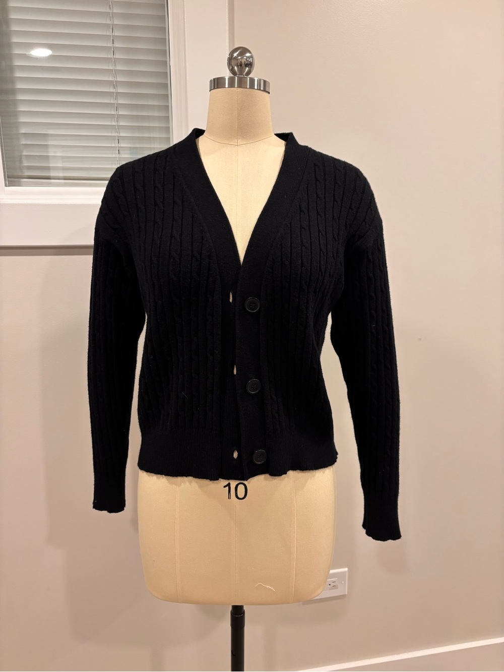 Black Knit Button-Front Women's Cardigan